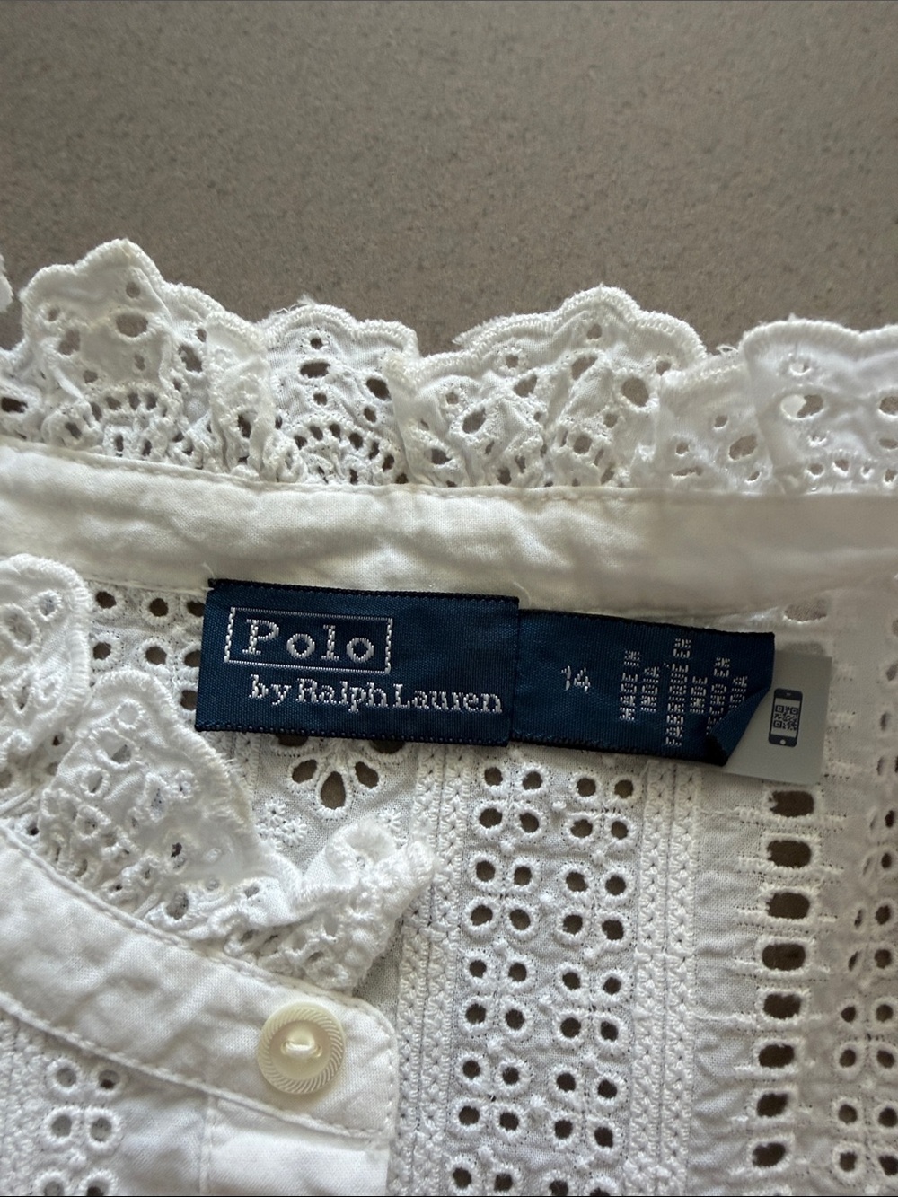 Polo by Ralph Lauren White Eyelet Ruffle Front Blouse nwot - Picture 5 of 17